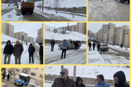 شهرداری پای کار خدمت‌رسانی به شهروندان در روز برفی